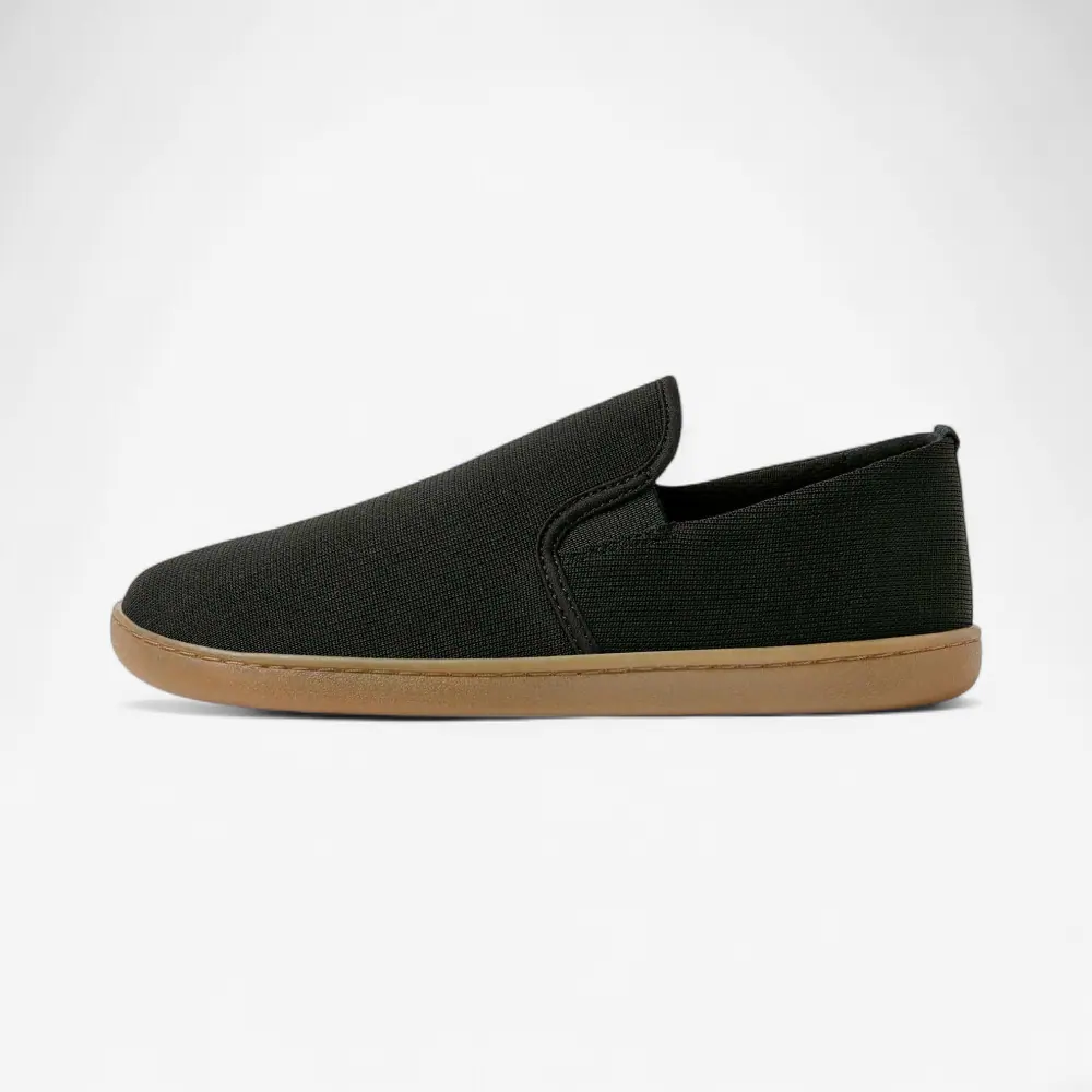 Босоногие слипоны Feelgrounds Droptop Knit — чёрный с бежевой подошвой