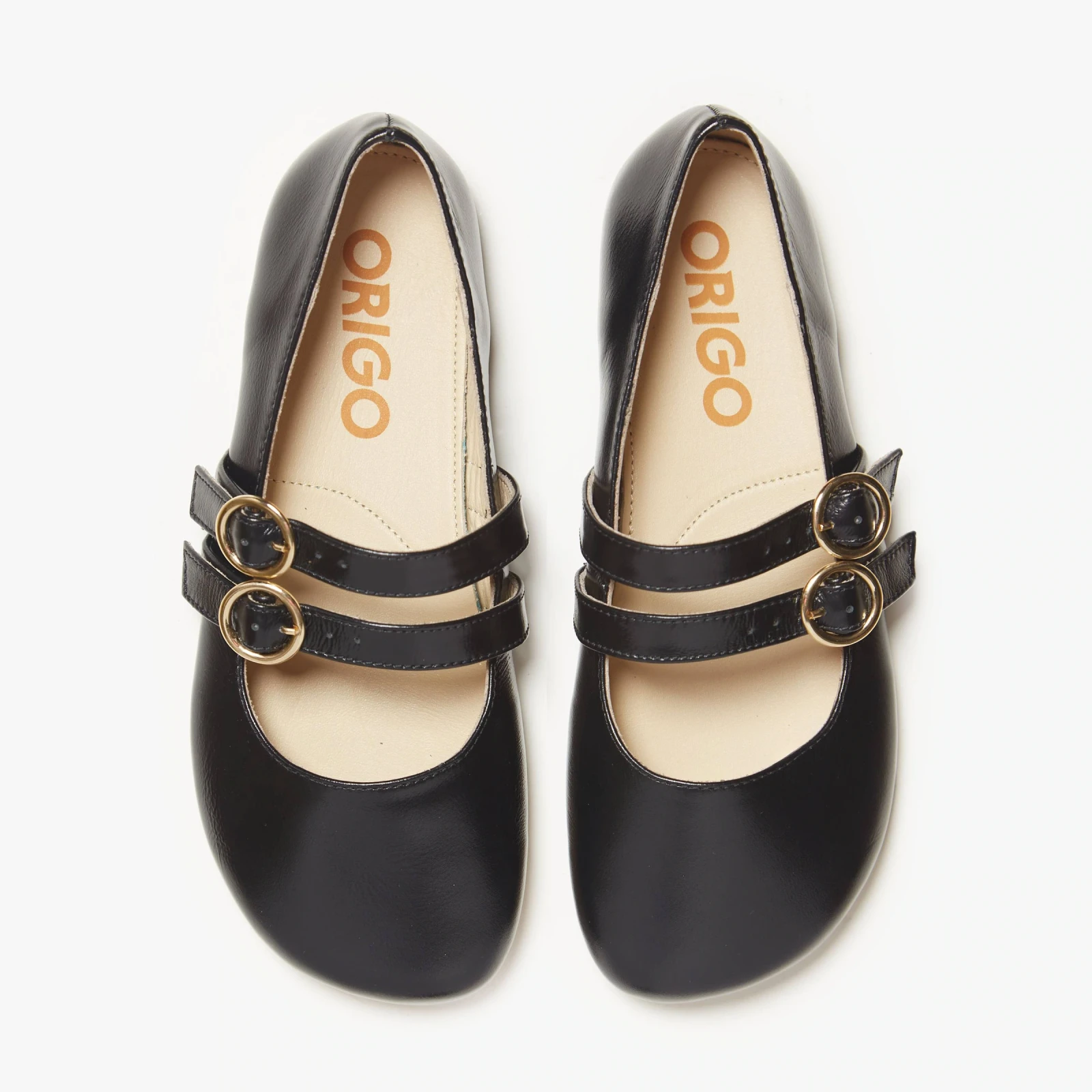 Босоногие туфли Origo Double Strap Mary Jane — лаковый чёрный, фото 4