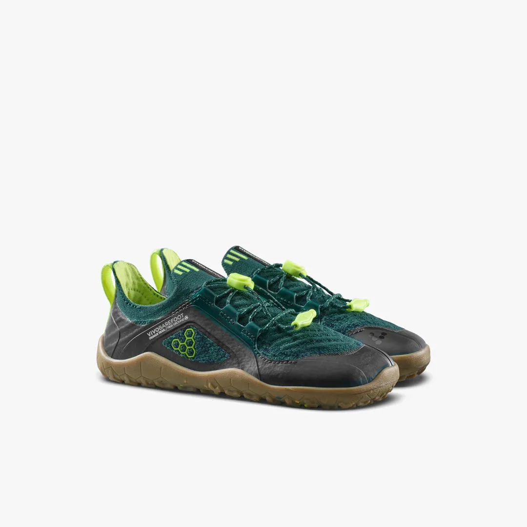 Кроссовки Vivobarefoot Primus Trail Knit FG — детская модель, зелёный с лимонным, фото 4